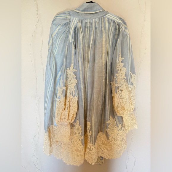 Zimmermann Lyrical Lace Edge Linen Silk Mini Dress Sz 0 - Picture 5 of 11